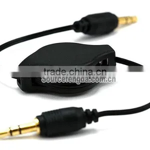 Wholesale Retractable 3.5mm Stereo Cable Male to Male Audio Cable Gold Plated Connector thumbnail-1