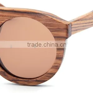 New Style Handmade Natural Bamboo Wood Round Frame Wooden Sunglasses for Women thumbnail-6