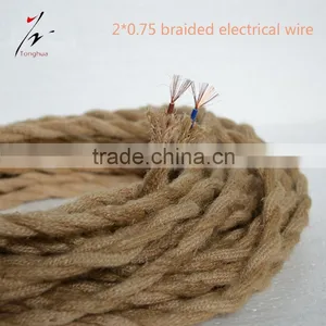 Twisted Flax 2 Core Electric Wire 0.75mm Rope Hemp Covered Pendant Wire thumbnail-1