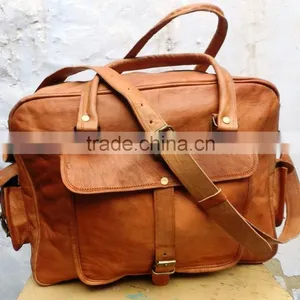 Real Goat Leather Weekend Bag/vintage Style Pure Leather Travel Bag thumbnail-1
