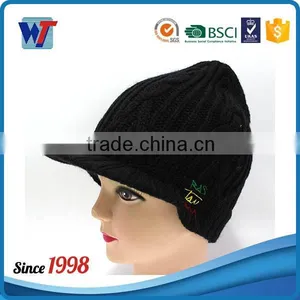 New 2016 Black Knitted Cap Old Men Beanies Hats and Caps With Visor thumbnail-2