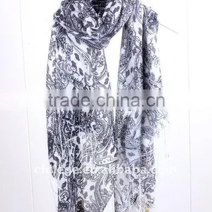 60s/2 Worsted Wool/silk Printed Scarfs & Shawls thumbnail-1