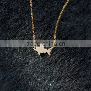 Stainless Steel Small Size Interchangeable Gold Shark Pendant Necklace thumbnail-1