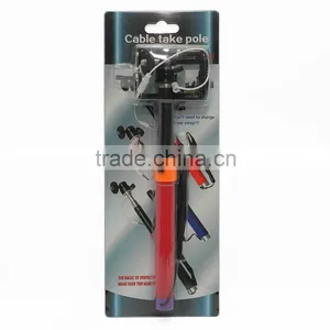 Unique Extendable Cable Take Pole Selfie Camera Monopod Tripod With Built-in Shutter Button For IOS/Android Phones thumbnail-1