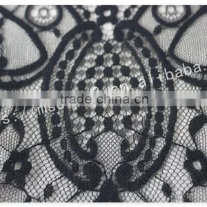Good Price 44cm Width Polyester Floral Eyelash Black Lace Trim for Sale thumbnail-3