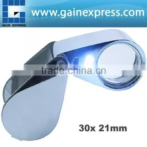 Portable 30x Magnifying Optical Glass LED Light Jeweler Identifier Tool Loupe thumbnail-1