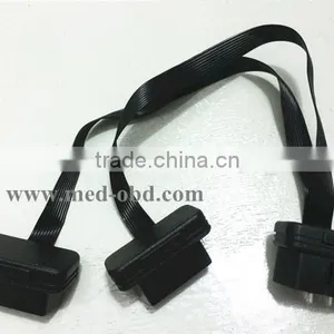 Flat OBD2 Splitter Y Cable,OBD2 Male Connector to 2 Female,0.3m thumbnail-2