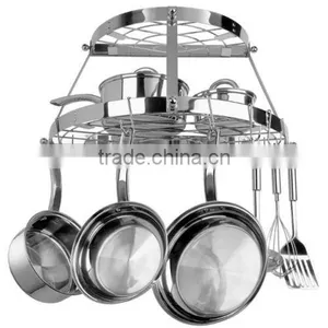 Spinner Hanging Metal Wall Mount Pot Rack Kitchen Shelf thumbnail-1
