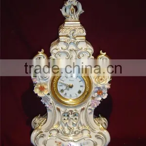 Ancient European Unique Floral Design Ceramic Table Clock, Lovely Kids Play Around Desk Clock, Ceramic Enamel Decorative Art thumbnail-4