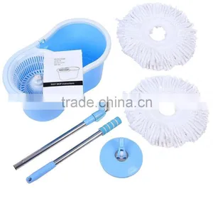 360 Rotation Spin Mop With 2 Mop Heads SS Bucket Reusable Mop Heads thumbnail-1