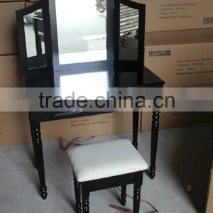 Black Vintage Dresser With Mirror and Stool French Style thumbnail-5