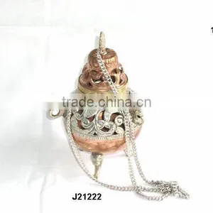 Brass and Copper Incense Holder Hanging Two Tone thumbnail-1