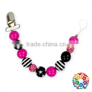 Hot Sale Newborn Toddler Baby Resin Candy Colors Beads Metal Pacifier Clips thumbnail-2