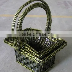 Rectangular Green Wicker Gift Basket thumbnail-1