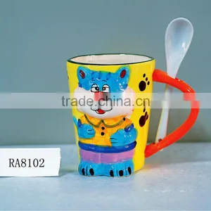Promotional Ceramic Tiger Mug With Spoon thumbnail-1
