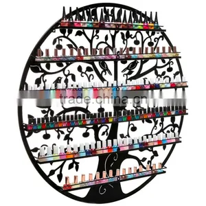 Tree Design Black Metal Wall Mounted 6-Tier Nail Polish Organizer Rack Rack thumbnail-1