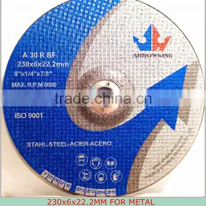 9"(230x6x22.2mm) Depressed Center Resin Bonded Reinforced Grinding Wheel For Metal thumbnail-1