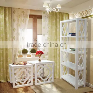 Bookcase Modern White Colour Mahogany Wood Furniture thumbnail-1