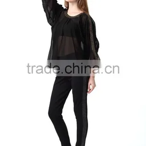 High Quality Fashion Embellished Tops Ladis Blouse thumbnail-5