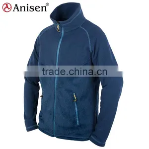 Patchwork Windproof Warm Men Zipper up Stand Collar Reglan Sleeve Fleece Jacket thumbnail-1