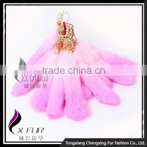 CX-R-39C Cheap Promotional Fancy Rabbit Fur Key Chains thumbnail-1