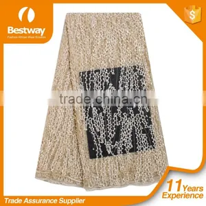 Plain Color African Lace Fabrics Fancy Beautiful Embroidered Dress French Lace With Big Beads FL0248 thumbnail-3