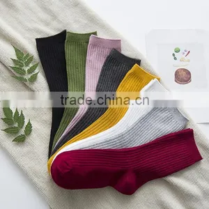 Zm33452a Bulk Wholesale Fahsion Socks Cheap Pure Color Women Cotton Socks thumbnail-3