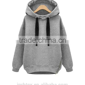 Women 100% Polyester Plain no Design Hoodies With Zipper thumbnail-2
