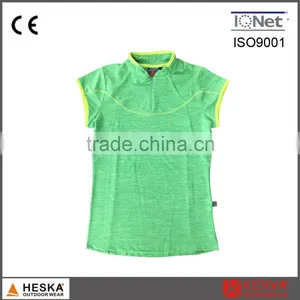 Lady Outdoor 1/4zipper Style Short Sleeve Collar Neck T-shirt Women Shirt thumbnail-1