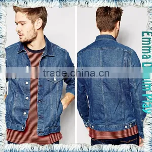 2016 Silver Button Blue Denim Males Classic Biker Style Jacket Top Customized Design thumbnail-2