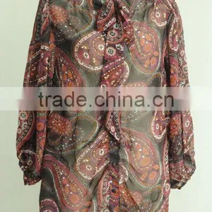 Paisley Printed Chiffon Blouse thumbnail-1