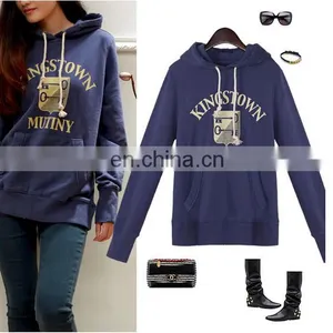 Cheap Women's Fleece Hoodie Kangaroo Pocket Long Sleeves Fleece Jacket Sweatershirt Terry Hoodie With Rubber Print thumbnail-1