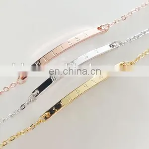 Name Personalized Bar Bracelet Bridesmaid Gift Dainty Name Plate Bracelet thumbnail-5