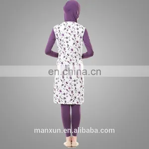 Three Pieces Muslim Swimming Suits With Vest Outwear Islamic Swimwear Design thumbnail-4