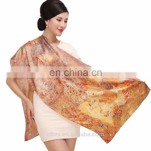 Hot Selling New Design 172*55 Digital Printing Silk Square Scraf thumbnail-1