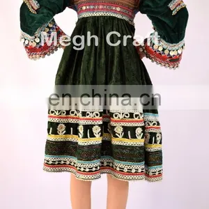 Afghan Kuchi Handmade Costume Dress- Tribal Ethnic Frock With Coins -afghanistan Wedding Dress -Banjara Dress With Tassels thumbnail-4
