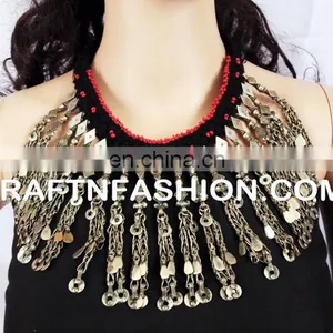 Vintage Coin Choker, Old Kuchi Choker, Afghan Kuchi Necklace, Bohemian Jewelry, Kuchi Necklace, Boho Statement, Afghan Necklac thumbnail-2