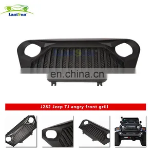 J282 Lantsun Matte Black Front Gladiator Grille Vader Grill w/ Mesh Inserts for 1997-2006 J Eep Wrangler TJ thumbnail-1
