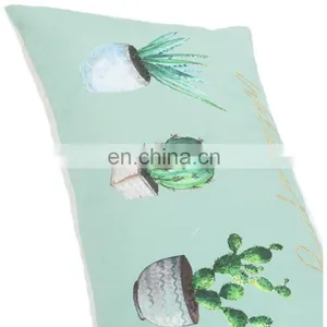 Low Profile Fashion Polyester Liner Cactus Printed Embroidered Decor Home Indoor Cushion Pillow thumbnail-6