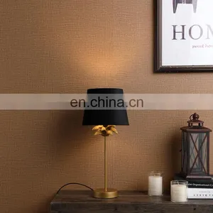 Creative Design Coconut Palm Shape Resin Gold Standing Lamps With Black Lint Lampshade thumbnail-1