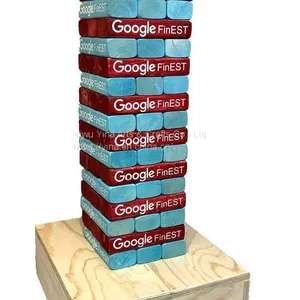 Custom Wooden Wedding Giant Tumble Blocks With Carrying Crate thumbnail-2