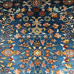 Yamei Lagend Blue Color Tabriz Design Persian Silk Carpet and Rug 3x5ft thumbnail-2