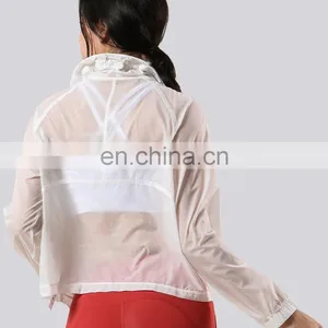 Wholesale Waterproof Outdoor Fitness Sun Protection Clothing Workout Running Sports Anti-UV Yoga Jacket Women's Rashguard thumbnail-3