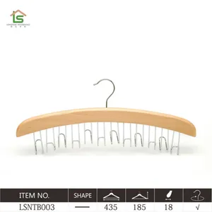 Custom Luxury Wooden Scarf Neck Tie Belt Hangers For Display thumbnail-2
