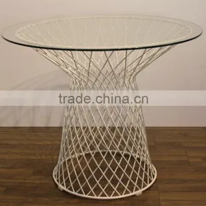 Glass Top Steel Base Platner Table Coffee Table thumbnail-5