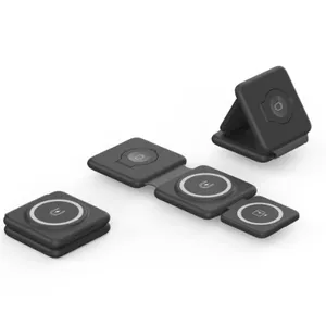 Cross Border 3-in-1 Magnetic Folding Wireless Charger Charging Watch Earphone Folding Stand（Wechat:13510231336） thumbnail-1