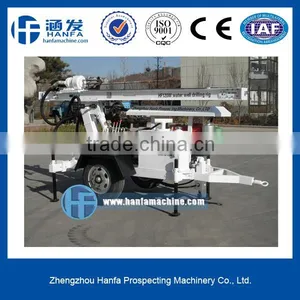 Welcomed in South America ! High Efficiency HF120W Trailer Hydraulic Portable Water Well Drilling Rig thumbnail-1