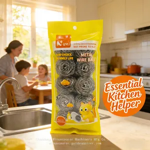Customize Stainless Steel Scourer Set Kitchen Clean Dish Washing Scourer Sponge Set thumbnail-5