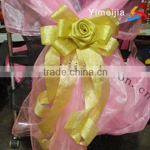 Yellow Metallic Ployester Gift Ribbon Bow thumbnail-1