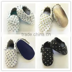 2015 Soft Leather Baby Shoes Crib Moccasins MOQ 50 Pairs/mix 4 Size thumbnail-1